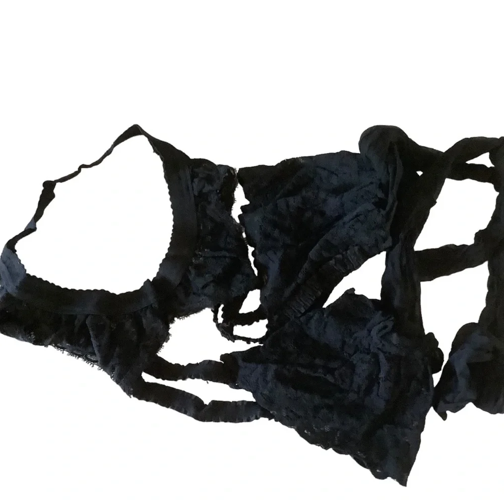Vintage Victoria’s Secret lace garter belt with thigh high stockings black